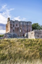 Ruins of Norham Castle and River Tweed, Norham, Northumberland, England, United Kingdom