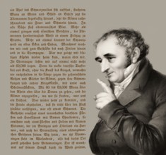 Portait with a text from the book Erzählungen des rheinländischen Hausfreundes, Johann Peter Hebel,