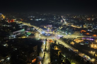 In Damascus, Syria, on December 29, 2025, nighttime drone footage shows the Syrian capital fully
