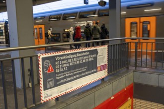 Announcement of restrictions, train cancellations due to construction on the line between Essen,