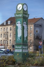 The persil clock, neon sign for the company Henkel, this historic persil clock was given away to