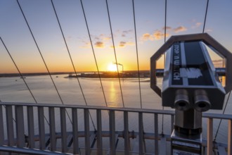 Viewing platform of the Atlantic Sail City Hotel Hochhaus, view over the whole of Bremerhaven