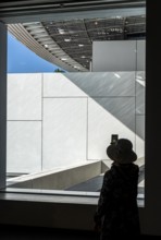 Interior design in Louvre Abu Dhabi, art museum by French architect Jean Nouvel, buildings on