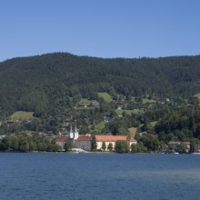 Parish Church of St. Quirinus, Tegernsee Abbey, Castle with Braustüberl, view from Seeufer Point,