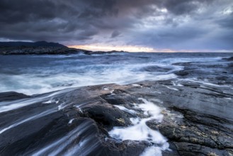 Water on the rocky coast on the Atlantic Road, Atlanterhavsveien, Karvag, Vevang, west coast,