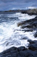 Raging water at Storseisund Bridge, Atlantic Road, Atlanterhavsveien, Karvag, Vevang, West Coast,