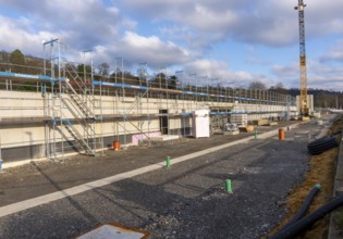 Construction site of the new regatta stand at Lake Baldeney in Essen, North Rhine-Westphalia,