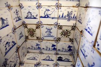 Delftware tiles, also known as Delft Blue, Delft pottery, Keramik.um museum, an exhibition house