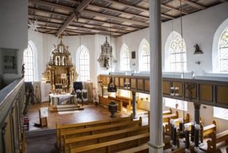 Inner view, Saint Giles or market church St. Aegidien, Osterode, Upper Harz region, Lower Saxony,