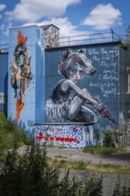 Graffiti on the former US eavesdropping facility on Teufelsberg in Grunewald, Berlin, Germany