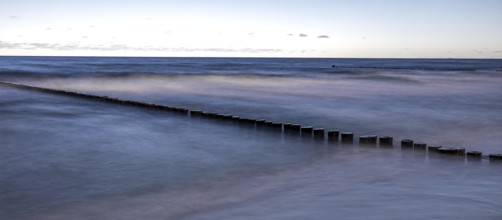 Grooves in the sea, panorama, long exposure, Zingst, Fischland-Darß-Zingst, Western Pomerania