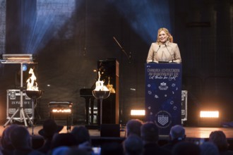 Julia Klöckner (President of the German Bundestag) speaks at the lighting of lights to mark 20