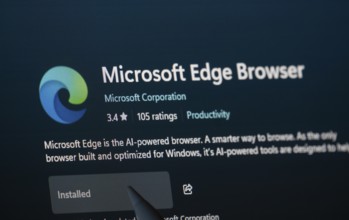 Dhaka, Bangladesh- 19 Sep 2025: A close-up of the Microsoft Edge app from the Microsoft Store is