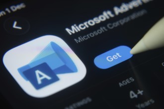 Dhaka, Bangladesh- 01 Dec 2025: A close-up of the Microsoft Advertising app icon in the App Store