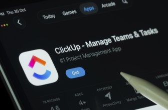Dhaka, Bangladesh- 30 Oct 2025: ClickUp app displayed on a iPad screen in dark mode with a digital