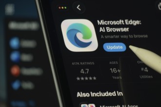 Dhaka, Bangladesh- 24 Oct 2025: A iPad screen displaying the Microsoft Edge app on App store
