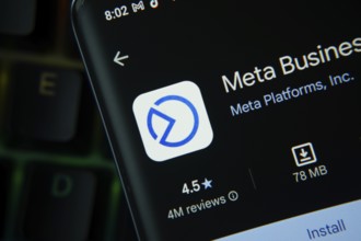 Dhaka, Bangladesh- 27 July 2025: Meta Business Suite app from Google Playstore is displayed on a