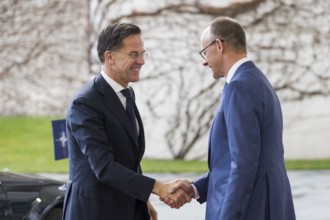 Mark Rutte (Secretary General of NATO) and Friedrich Merz (Chancellor of the Federal Republic of