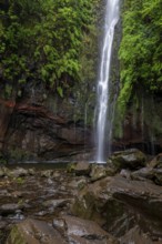 Cascata das 25 Fontes river and waterfall, 25 springs, hiking trail PR6, Levada das 25 Fontes,