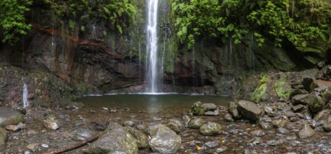 Cascata das 25 Fontes river and waterfall, 25 springs, hiking trail PR6, Levada das 25 Fontes,