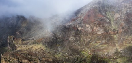 Aerial view, clouds of fog, mountains, Madeira, Portugal