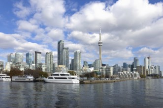 Scenic Toronto financial district skyline and modern architecture. View from Ontario lake