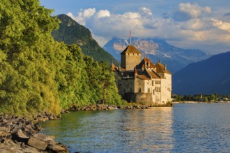 Chillon Castle on Geneva near Veytaux, Canton of Vaud, . switzerland