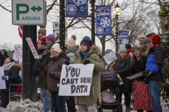 Saline, Michigan USA - 1 December 2025 - Rural Michigan residents rally against the $7 billion