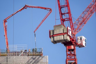 Construction site of the Covivio high-rise building near Alexanderplatz in Berlin, mixed use of