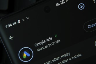 Dhaka, Bangladesh- 27 July 2025: Google Ads app from Google Playstore is displayed on a smartphone