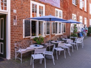 Catering, retail and typical, historic architecture in the Dutch Quarter in Potsdam, Brandenburg,
