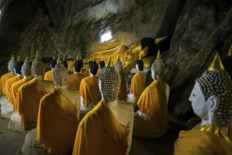 Cave with Buddha Statues, Tham Phra Non, Reclining Buddha Cave, Wat Ao Noi, Prachuap Khiri Khan,