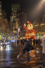 Christmas decoration, light decoration, in Berlin, Tauentzienstraße, view of the Memorial Church on