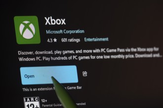 Dhaka, Bangladesh- 19 Sep 2025: A close-up of the Xbox app from the Microsoft Store is shown on a