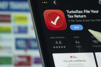 Dhaka, Bangladesh- 24 Oct 2025: A iPad screen displaying the TurboTax app on App store