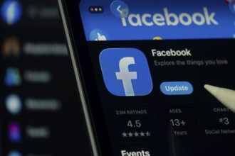 Dhaka, Bangladesh- 24 Oct 2025: A iPad screen displaying the Facebook app on App store