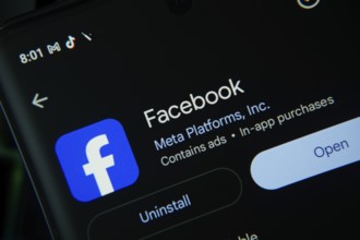 Dhaka, Bangladesh- 27 July 2025: Screen displaying Facebook app with open and uninstall options,