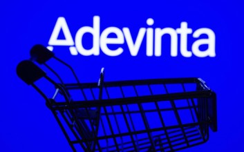 Dhaka, Bangladesh- 03 July 2025: Silhouette of a shopping cart in front of the Adevinta logo,