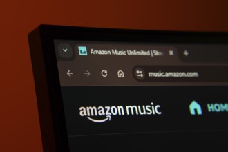 Dhaka, Bangladesh- 21 Nov 2025: Close-up of a computer screen displaying the Amazon Music web