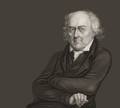 Portrait of John Adams as an old man, 1735 - 1826, second President of the United States, digitally