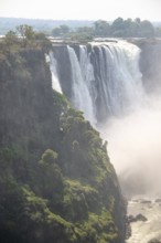 Water plunges into the depths, Victoria Falls with gorge, Zambezi, Zimbabwe