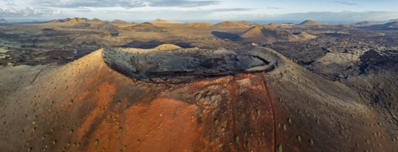 Caldera Colorada volcano, picturesque volcanic landscape with volcanic craters and lava fields in