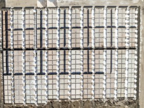 Salt mining plant, Salinas de Janubio, top-down, near Yaiza, drone shot, Lanzarote, Canary Islands,