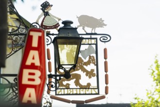 Nose sign of a butcher shop, old town, Colmar, Alsace, France