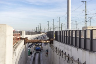 Construction work on the airport tunnel at the airport tunnel. The last few meters of solid road