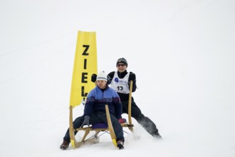 Horn sled racing, Waldau, Black Forest, Baden-Württemberg, Germany