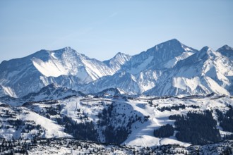 Grossglockner summit in winter, view from Hohe Salve, Tyrol, Austria