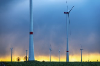 Königshovener Höhe onshore wind farm, on the A44 motorway near Bedburg, in front of the Jackerath