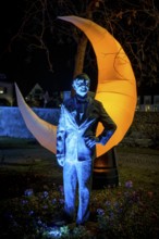 Light art, light installation, illuminated sculptures in the city garden of the city of Radolfzell