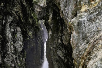 Small waterfall, Diosaz mountain river in the gorge, Gorges de la Diosaz, Les Houches,